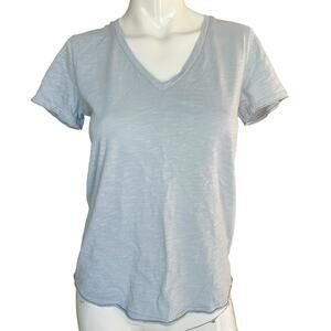 Pharaoh Collection Classic V-Neck Tee in Supima Slub Light Blue Size 1/Small